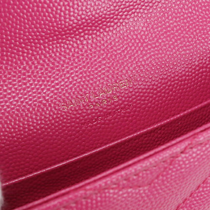 中古 サンローラン 名刺入れ レディース ブランド SAINT LAURENT カサンドラ エンベロープウォレット レザー 414404 ピンク 小物 USDSL105267011