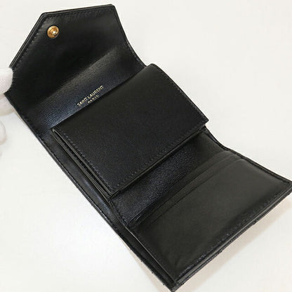中古 サンローラン 三つ折り財布 レディース ブランド SAINT LAURENT モノグラム マルチフォールドウォレット レザー 692061 ブラック 財布 USDSL105268011