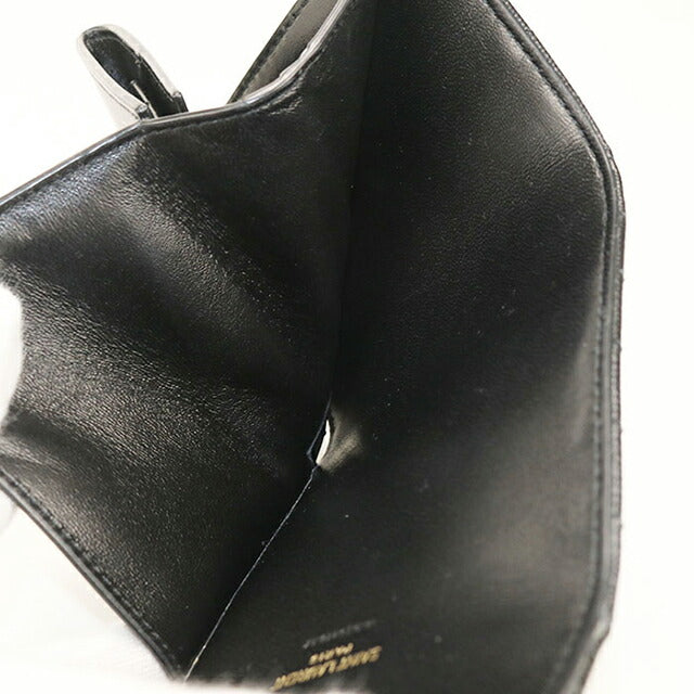 中古 サンローラン 三つ折り財布 レディース ブランド SAINT LAURENT モノグラム マルチフォールドウォレット レザー 692061 ブラック 財布 USDSL105268011