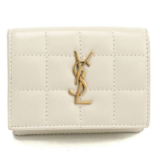 中古 サンローラン 三折財布 レディース ブランド SAINT LAURENT カサンドラマトラッセ 787557 ホワイト 財布 USDSL105994011