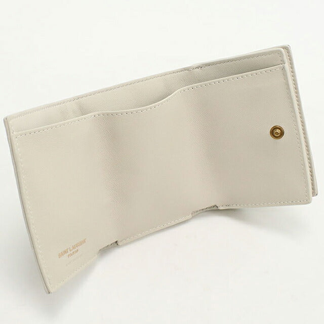 中古 サンローラン 三折財布 レディース ブランド SAINT LAURENT カサンドラマトラッセ 787557 ホワイト 財布 USDSL105994011