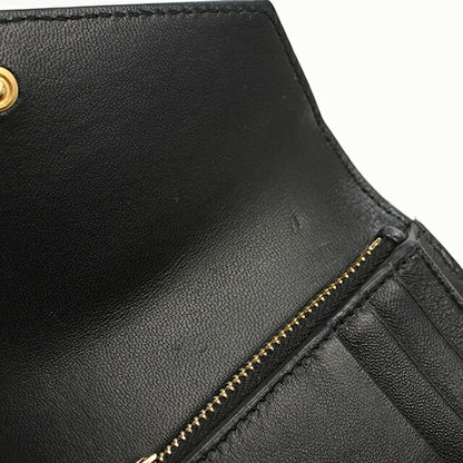 中古 サンローラン 三つ折り財布 レディース ブランド SAINT LAURENT カサンドラ コンパクト トリフォールドウォレット 403943 ブラック USDSL105996011