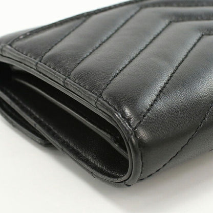 中古 サンローラン 三つ折り財布 レディース ブランド SAINT LAURENT カサンドラ コンパクト トリフォールドウォレット 403943 ブラック USDSL105996011