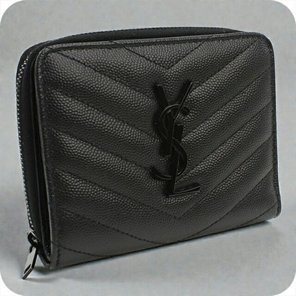 中古 サンローラン 二折財布 レディース ブランド SAINT LAURENT モノグラムコンパクト ジップアラウンドウォレット 668288 ブラック 財布 USDSL106009011