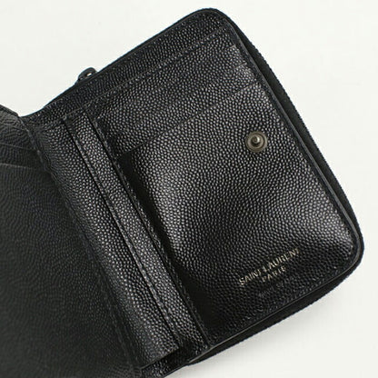 中古 サンローラン 二折財布 レディース ブランド SAINT LAURENT モノグラムコンパクト ジップアラウンドウォレット 668288 ブラック 財布 USDSL106009011