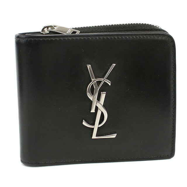 中古 サンローラン 二つ折り財布 二折財布 メンズ ブランド SAINT LAURENT モノグラム 630072 ブラック 財布 USDSL107301011
