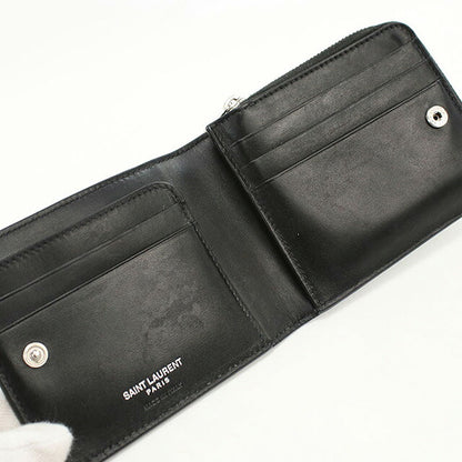 中古 サンローラン 二つ折り財布 二折財布 メンズ ブランド SAINT LAURENT モノグラム 630072 ブラック 財布 USDSL107301011