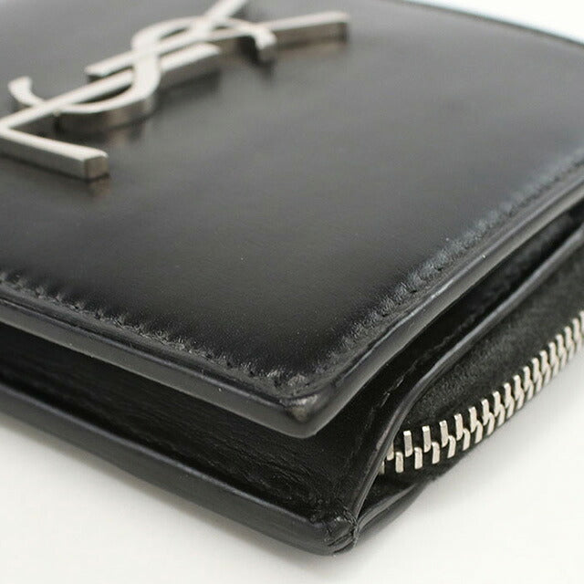 中古 サンローラン 二つ折り財布 二折財布 メンズ ブランド SAINT LAURENT モノグラム 630072 ブラック 財布 USDSL107301011