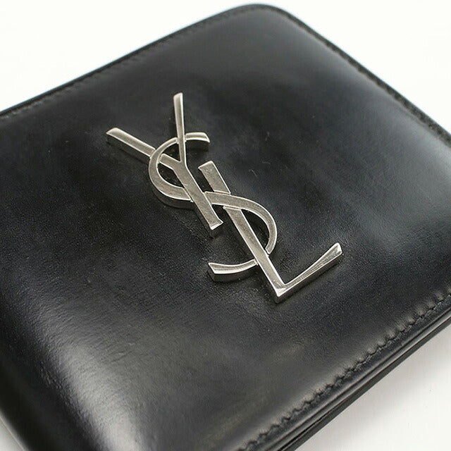 中古 サンローラン 二つ折り財布 二折財布 メンズ ブランド SAINT LAURENT モノグラム 630072 ブラック 財布 USDSL107301011