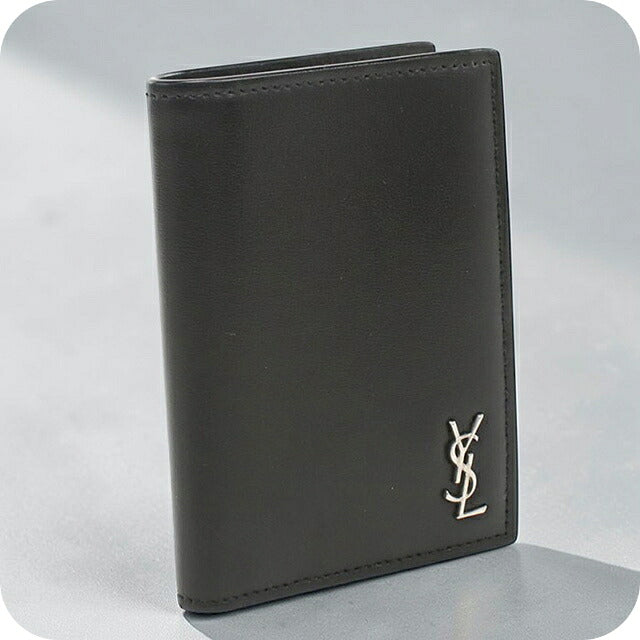 中古 サンローラン 二つ折り財布 二折財布 メンズ ブランド SAINT LAURENT クレジットカード ウォレット 607679 ブラック 財布 USDSL107385011