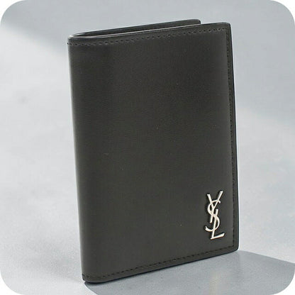 中古 サンローラン 二つ折り財布 二折財布 メンズ ブランド SAINT LAURENT クレジットカード ウォレット 607679 ブラック 財布 USDSL107385011