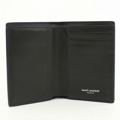 中古 サンローラン 二つ折り財布 二折財布 メンズ ブランド SAINT LAURENT クレジットカード ウォレット 607679 ブラック 財布 USDSL107385011