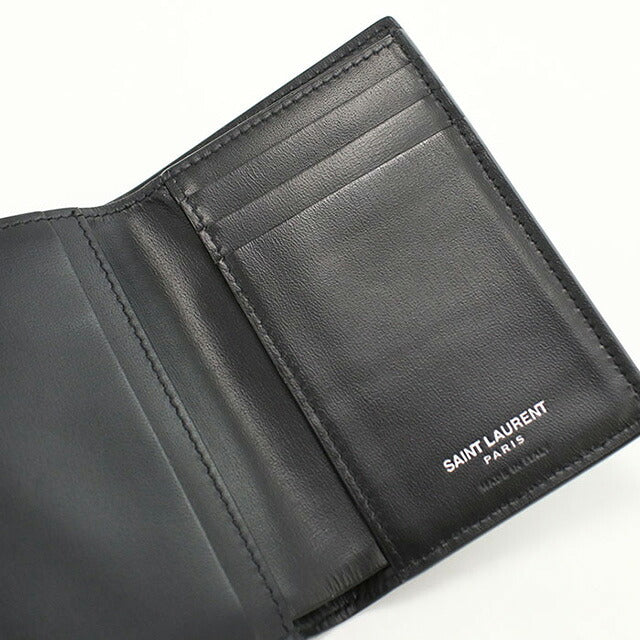 中古 サンローラン 二つ折り財布 二折財布 メンズ ブランド SAINT LAURENT クレジットカード ウォレット 607679 ブラック 財布 USDSL107385011