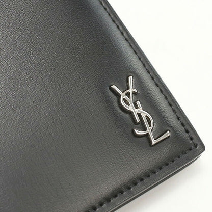 中古 サンローラン 二つ折り財布 二折財布 メンズ ブランド SAINT LAURENT クレジットカード ウォレット 607679 ブラック 財布 USDSL107385011