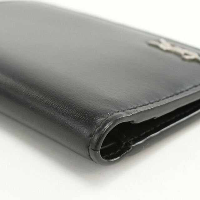 中古 サンローラン 二つ折り財布 二折財布 メンズ ブランド SAINT LAURENT クレジットカード ウォレット 607679 ブラック 財布 USDSL107385011