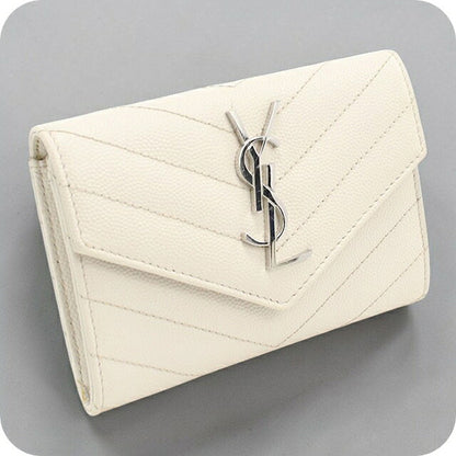 中古 サンローラン 名刺入れ レディース ブランド SAINT LAURENT モノグラム スモールエンベロープウォレット 414404 ホワイト 小物 USDSL107386011