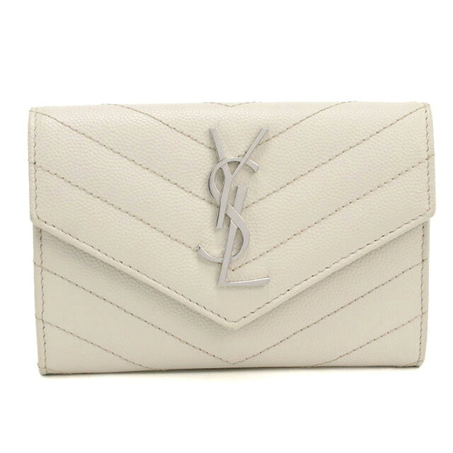 中古 サンローラン 名刺入れ レディース ブランド SAINT LAURENT モノグラム スモールエンベロープウォレット 414404 ホワイト 小物 USDSL107386011