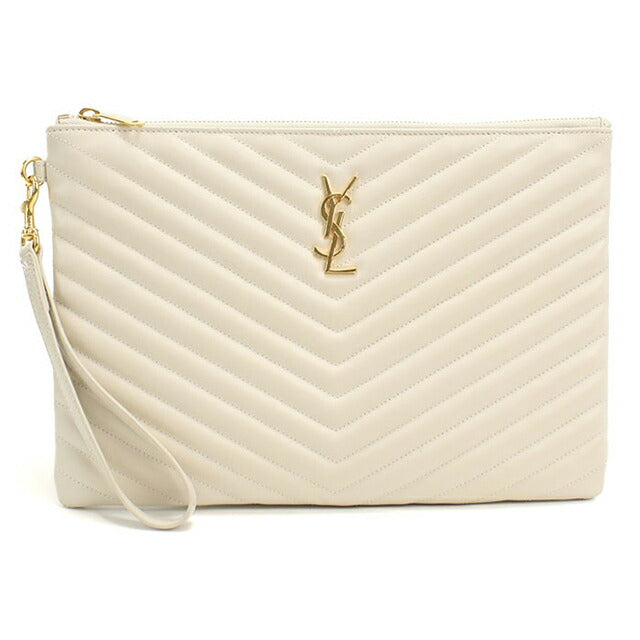 Used Saint Laurent clutch bag ladies brand SAINT LAURENT monogram leather 59193 white USDSL108704011