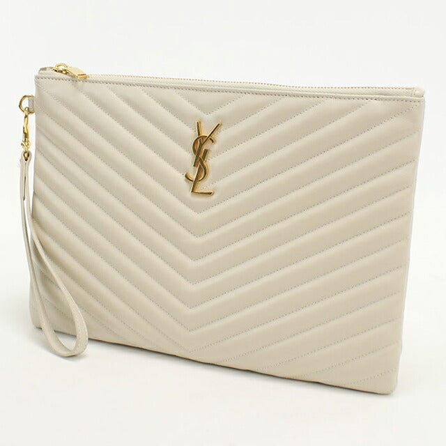 Used Saint Laurent clutch bag ladies brand SAINT LAURENT monogram leather 59193 white USDSL108704011