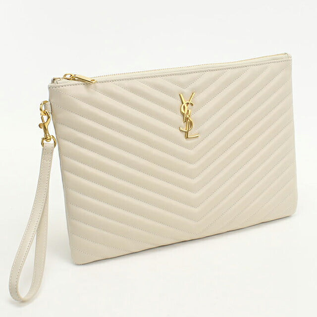 Used Saint Laurent clutch bag ladies brand SAINT LAURENT monogram leather 59193 white USDSL108704011