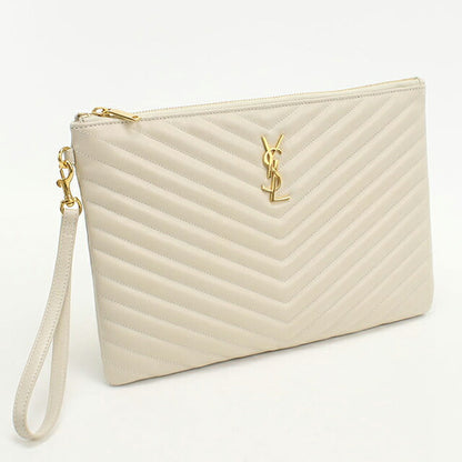 Used Saint Laurent clutch bag ladies brand SAINT LAURENT monogram leather 59193 white USDSL108704011