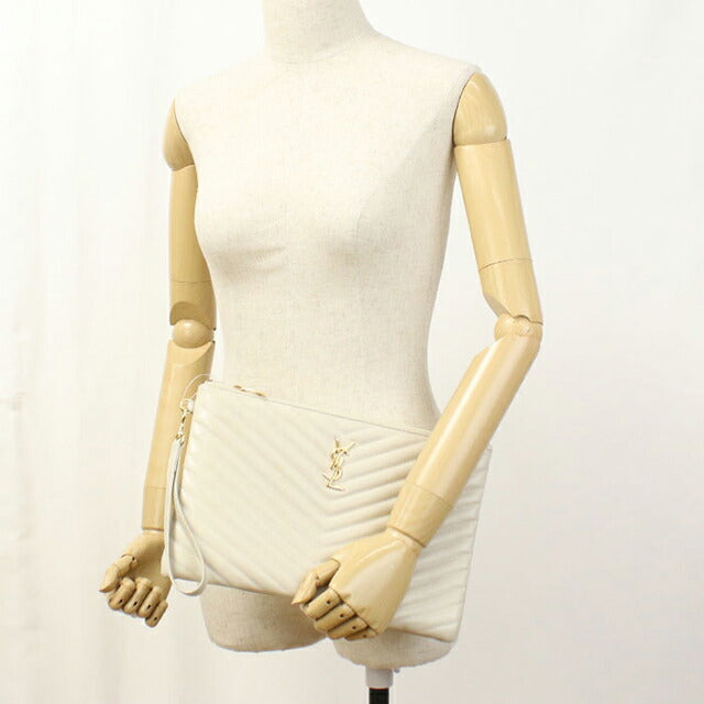 Used Saint Laurent clutch bag ladies brand SAINT LAURENT monogram leather 59193 white USDSL108704011