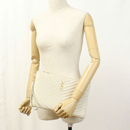Used Saint Laurent clutch bag ladies brand SAINT LAURENT monogram leather 59193 white USDSL108704011
