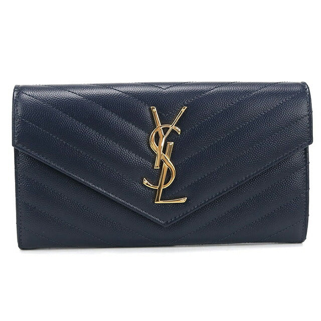 サンローラン ラージフラップ ウォレット 長財布 レザー 372234 レディース SAINT LAURENT  中古 サンローラン ラージフラップ ウォレット 長財布 レザー 372234