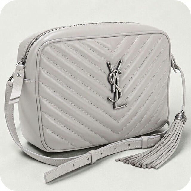中古 サンローラン 斜め掛け ショルダーバッグ レディース ブランド SAINT LAURENT ルー カメラバッグ レザー 612544 グレー USDSL109799011