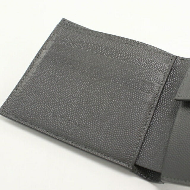 SAINT LAURENT 二つ折り財布 濃いグレー 中古 サンローラン 二つ折り財布 二折財布 メンズ ブランド SAINT
