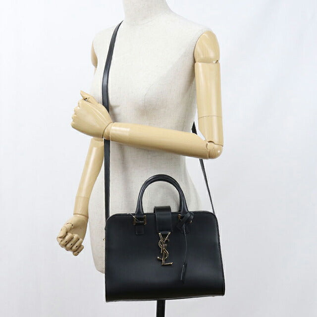 中古 サンローラン ハンドバッグ レディース ブランド SAINT LAURENT ベイビーカバス 2WAY レザー 568853 ブラック USDSL111246011