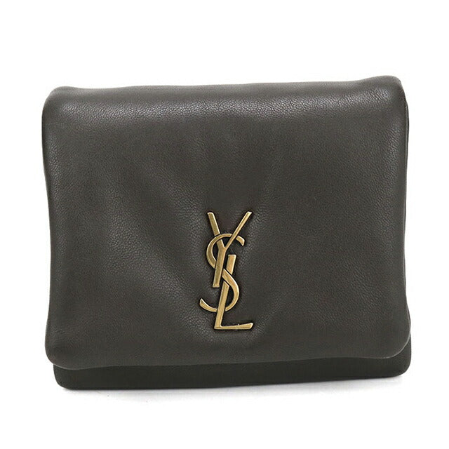 中古 サンローラン 三つ折り財布 三折財布 レディース ブランド SAINT LAURENT 764000 グレー USDSL111292011