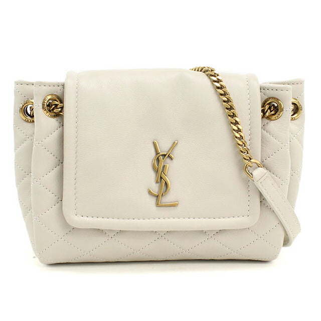 中古 サンローラン ショルダーバッグ レディース ブランド SAINT LAURENT YSLモノグラム ノリータ ミニ 672738 ホワイト USDSL111527011