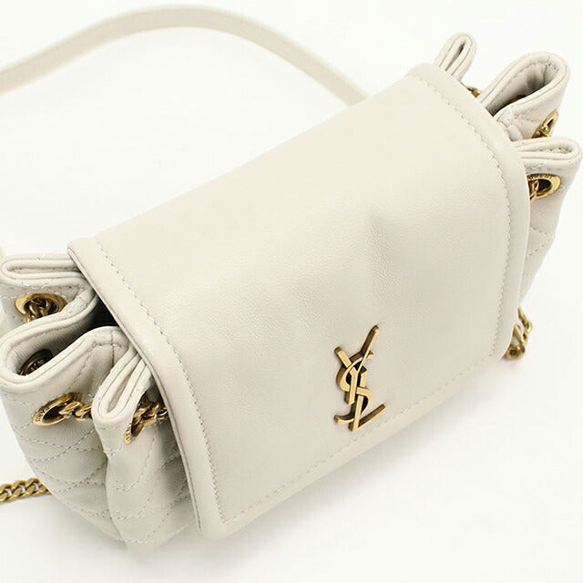 中古 サンローラン ショルダーバッグ レディース ブランド SAINT LAURENT YSLモノグラム ノリータ ミニ 672738 ホワイト USDSL111527011