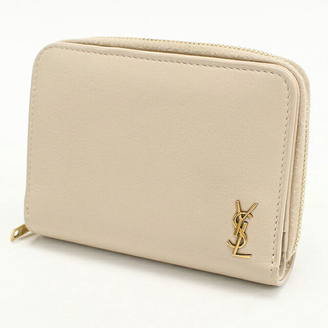 中古 サンローラン 二つ折り財布 二折財布 レディース ブランド SAINT LAURENT 635263 ベージュ USDSL111606011