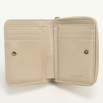 中古 サンローラン 二つ折り財布 二折財布 レディース ブランド SAINT LAURENT 635263 ベージュ USDSL111606011