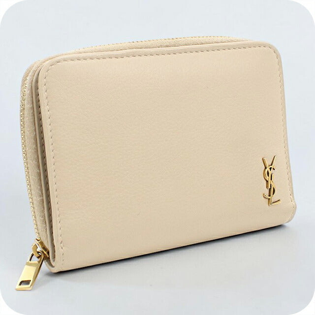 中古 サンローラン 二つ折り財布 二折財布 レディース ブランド SAINT LAURENT 635263 ベージュ USDSL111606011