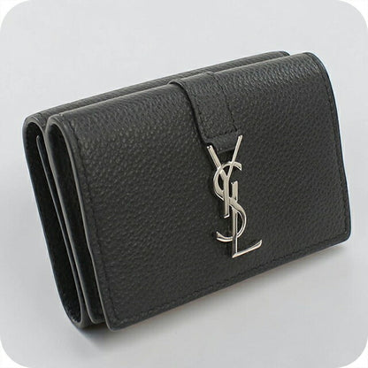 中古 サンローラン 三つ折り財布 三折財布 レディース ブランド SAINT LAURENT YSLロゴ オリガミタイニーウォレット 669959 ブラック USDSL112057011
