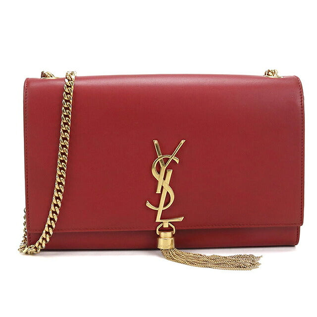 中古 サンローラン ショルダーバッグ レディース ブランド SAINT LAURENT ケイト タッセル ミディアム 354119 レッド USDSL112346011