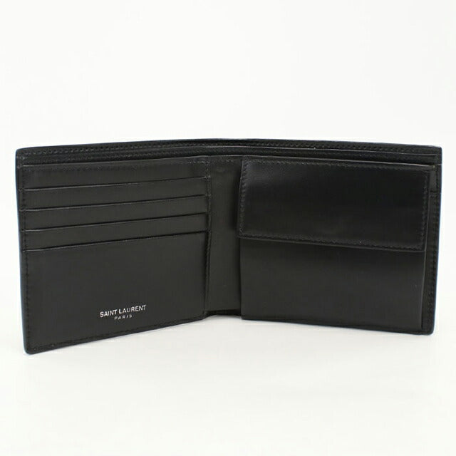 中古 サンローラン 二つ折り財布 二折財布 メンズ ブランド SAINT LAURENT タイニーカサンドラEW コインパース付きウォレット 610193 USDSL112707011