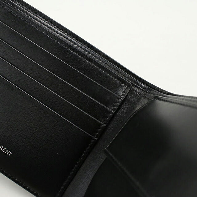 中古 サンローラン 二つ折り財布 二折財布 メンズ ブランド SAINT LAURENT タイニーカサンドラEW コインパース付きウォレット 610193 USDSL112707011