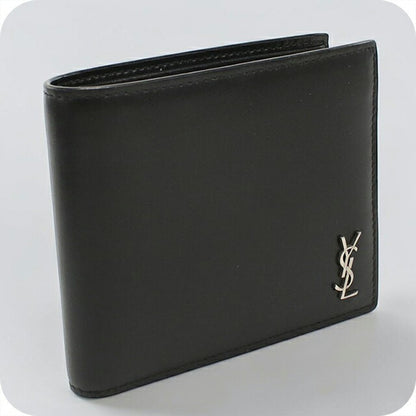 中古 サンローラン 二つ折り財布 二折財布 メンズ ブランド SAINT LAURENT タイニーカサンドラEW コインパース付きウォレット 610193 USDSL112707011