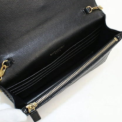 中古 サンローラン チェーンウォレット レディース ブランド SAINT LAURENT カサンドラ レザー 393953 ブラック USDSL113005011