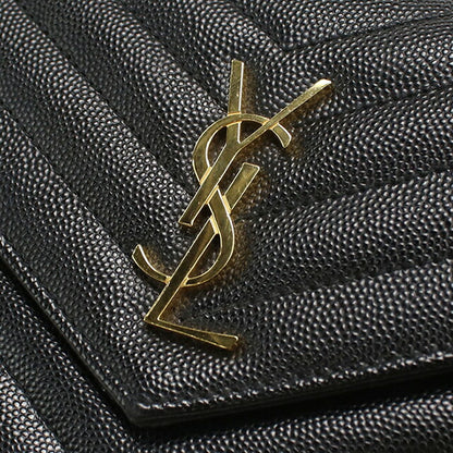 中古 サンローラン チェーンウォレット レディース ブランド SAINT LAURENT カサンドラ レザー 393953 ブラック USDSL113005011