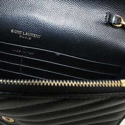 中古 サンローラン チェーンウォレット レディース ブランド SAINT LAURENT カサンドラ レザー 393953 ブラック USDSL113005011