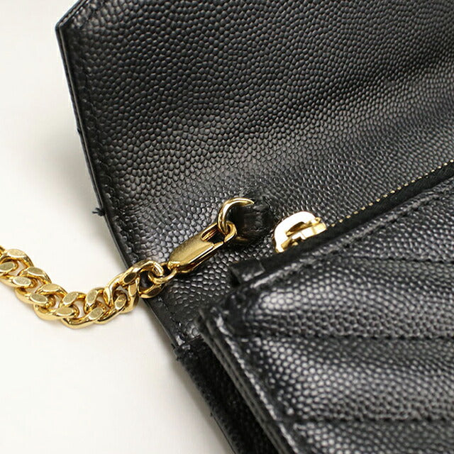 中古 サンローラン チェーンウォレット レディース ブランド SAINT LAURENT カサンドラ レザー 393953 ブラック USDSL113005011