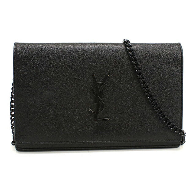 中古 サンローラン チェーンウォレット レディース ブランド SAINT LAURENT YSLモノグラム レザー 377829 ブラック USDSL113581011