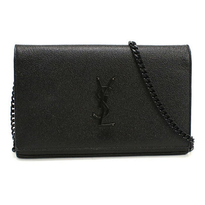 中古 サンローラン チェーンウォレット レディース ブランド SAINT LAURENT YSLモノグラム レザー 377829 ブラック USDSL113581011
