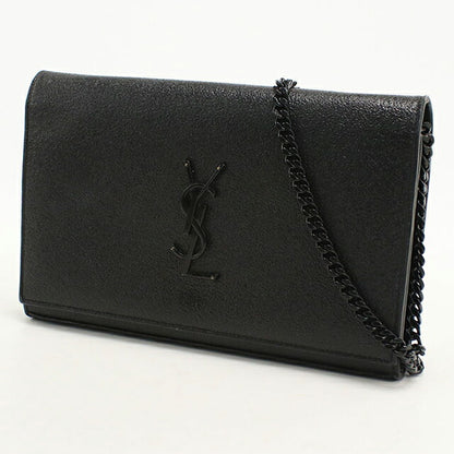 中古 サンローラン チェーンウォレット レディース ブランド SAINT LAURENT YSLモノグラム レザー 377829 ブラック USDSL113581011