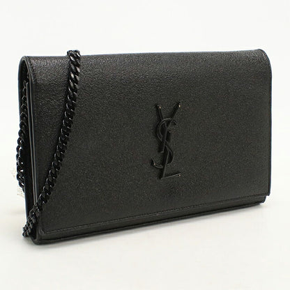 中古 サンローラン チェーンウォレット レディース ブランド SAINT LAURENT YSLモノグラム レザー 377829 ブラック USDSL113581011